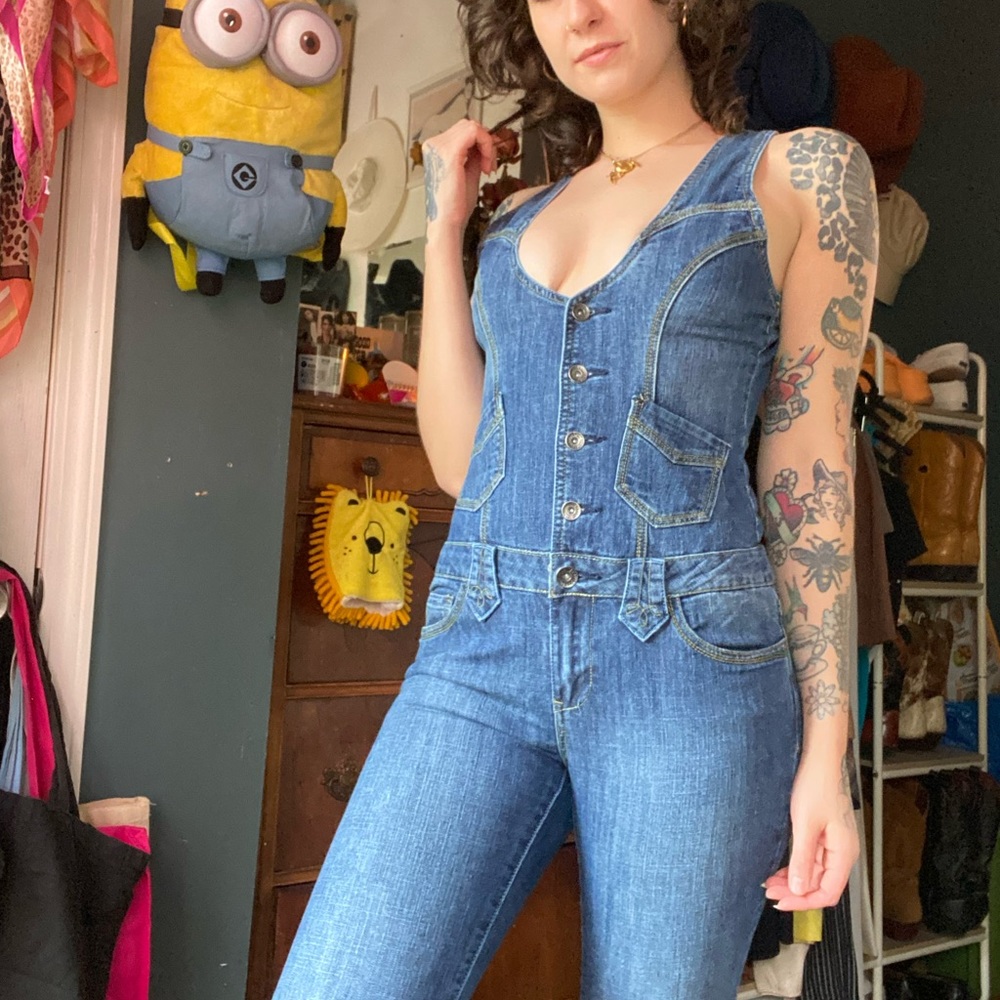 VINTAGE y2K LOWRISE DENIM JUMPSUIT